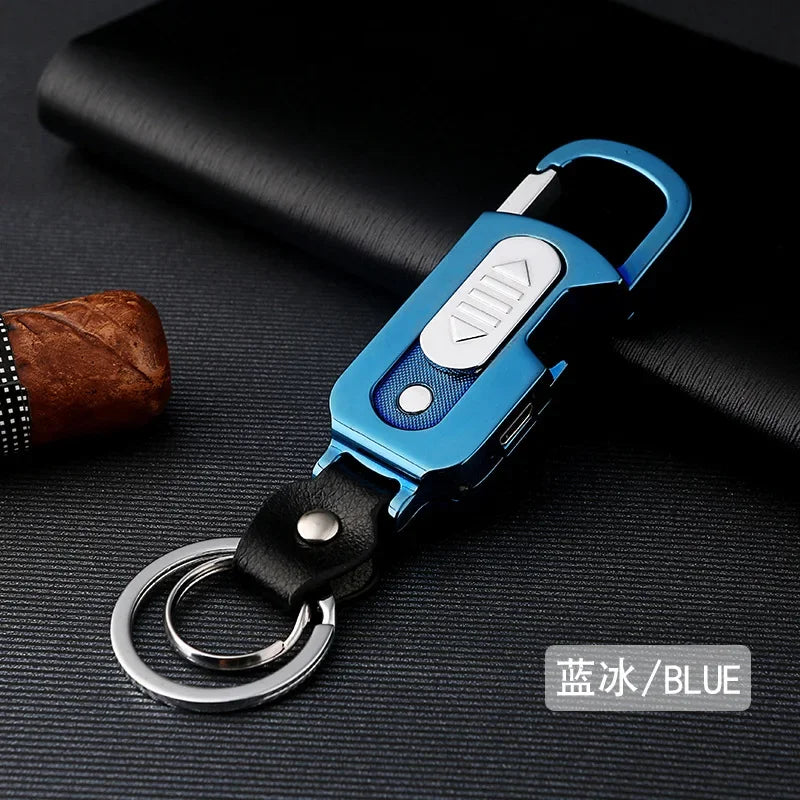 Outdoor Keychain USB Rechargeable Flameless Lighter 4 in 1 with Bottle Opener Currency Detector Lamp Cigarette Lighter