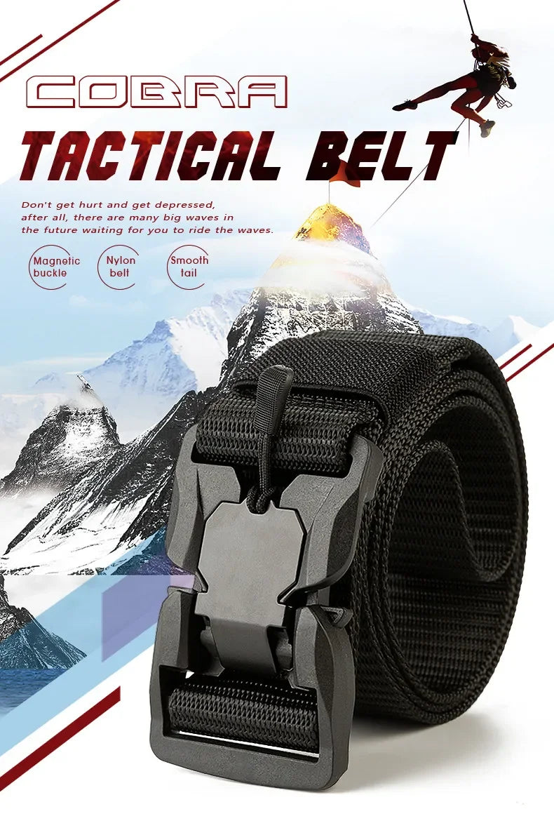 Tactical Belt Magnetic Buckle Quick Release Elastic Belt Casual Nylon Tooling Training Belt Men Trousers Belt