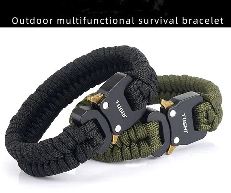 Outdoor Travel Camping Hiking 7 Core Paracord Braided Weave Plastic Buckle Paracord Survival Bracelet