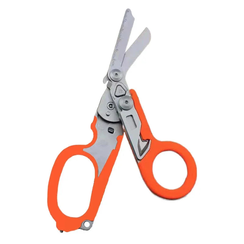 6 In1 Foldable Medical Emergency Response Scissor Shear First Aid Kit Scissors Tactical Plier Outdoor Survival EDC Tool Gear