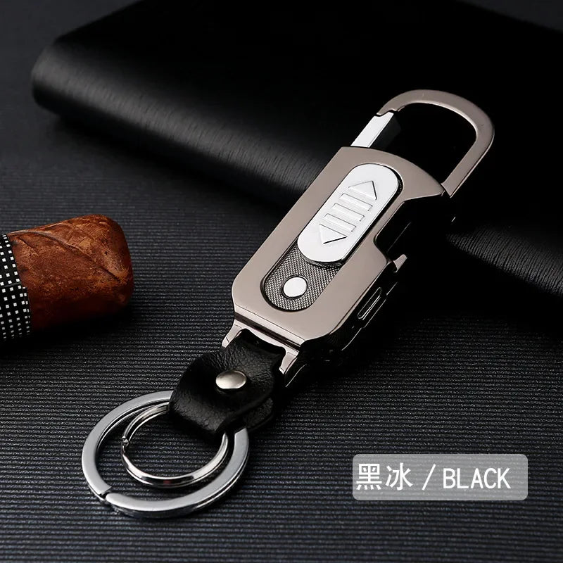 Outdoor Keychain USB Rechargeable Flameless Lighter 4 in 1 with Bottle Opener Currency Detector Lamp Cigarette Lighter