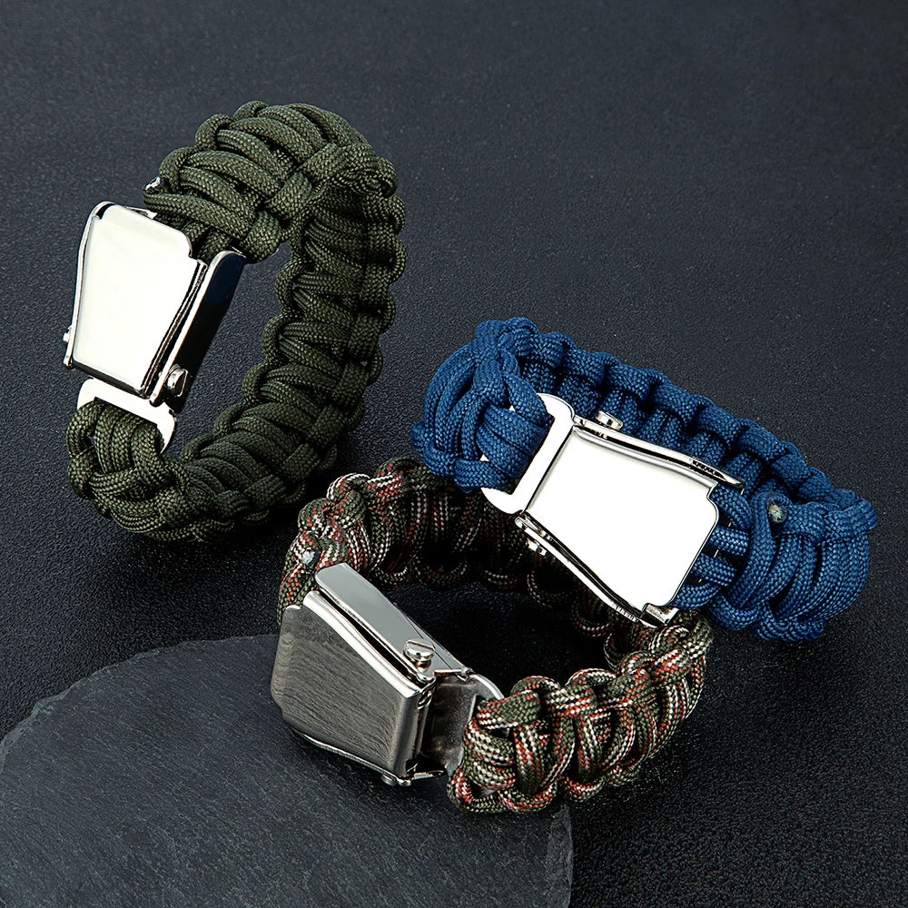 High-strength Paracord Bracelet Outdoor Rock Climbing Emergency Survival Rope Wristband Bracelets Stainless Steel Buckle