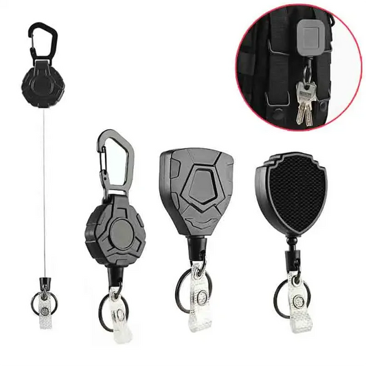 Heavy Duty Retractable Key Chains Pull Reel Carabiner Strong Steel Wire Rope Buckle Spring Key Ring Outdoor Sporty Keychain Tool