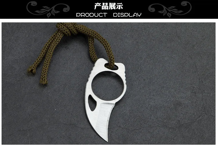 Necklace knife portable self-defense pendant unboxing stainless steel portable outdoor knife survival knife non foldable knife