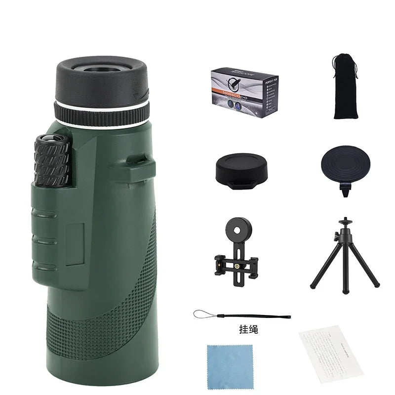 80x100 HD ZOOM Powerful Monocular Telescope Portable Binoculars Long Range Telescope Hunting Camping with Tripod Phone Clip