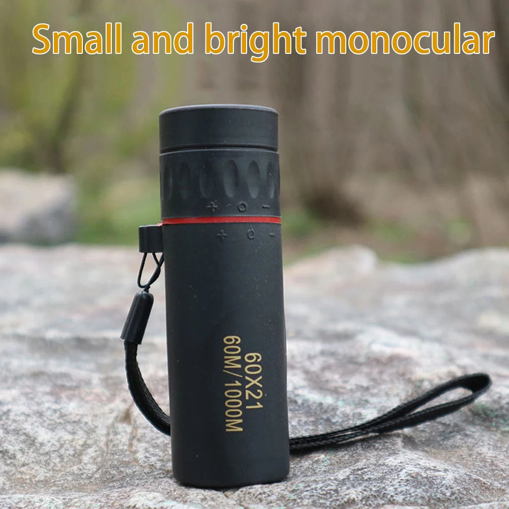 60x21 BAK4 Zoom Monocular Binoculars with Wrist Strap Mini Portable Telescope Optics Scope for Outdoor Camping Hunting Telescope