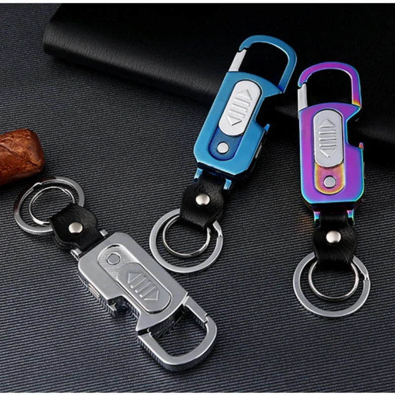 Outdoor Keychain USB Rechargeable Flameless Lighter 4 in 1 with Bottle Opener Currency Detector Lamp Cigarette Lighter