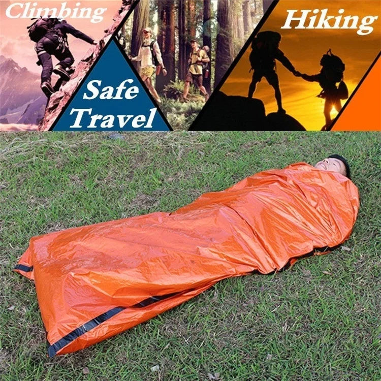 1pcs Portable Waterproof Emergency Survival Sleeping Bag Outdoor Camping Gear Thermal Sack First Aid Rescue Kit Mylar Blanket