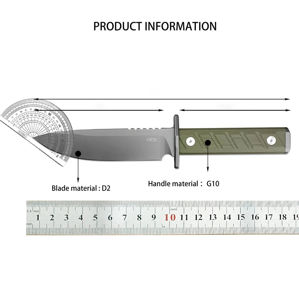 Tactical ZT 006 D2 Fixed Blade Knife G10 Handle Hunting Self Defense EDC Camping Tools Outdoor Combat Knives Gift Sheath