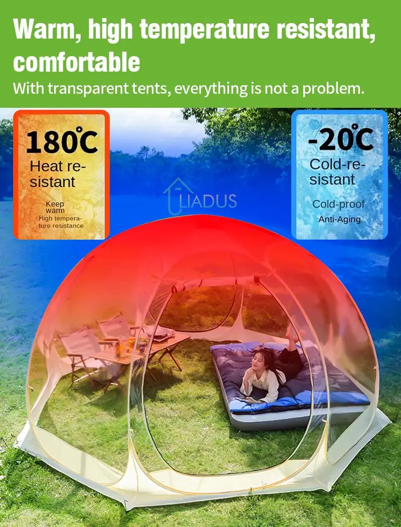 Camping Tent Star Transparent Folding 4-8 Person Portable Spherical Tent Outdoor Thickening Rain/Windproof Quick Opening Tent