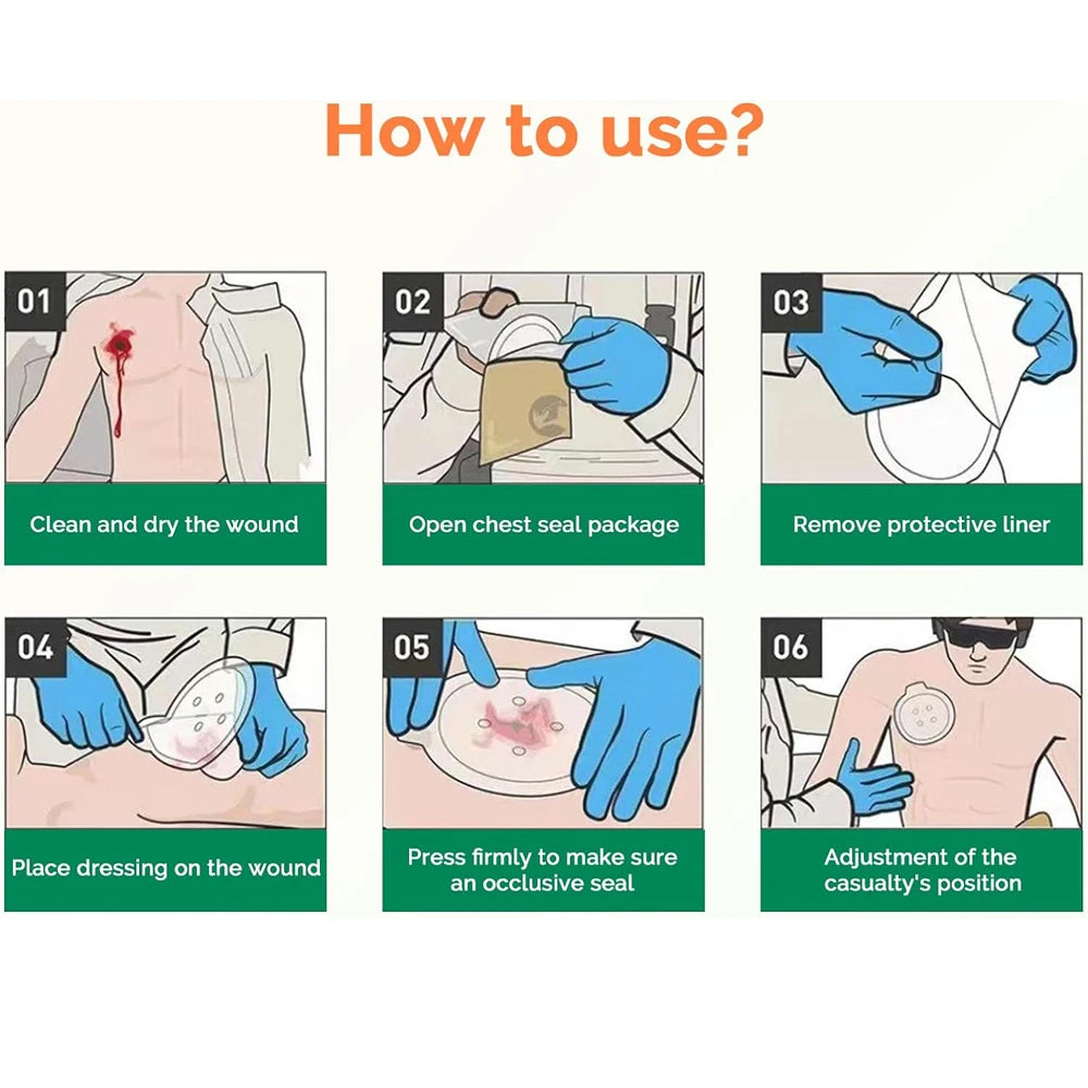 Vent Chest Seal Life-Saving Wound Care for Emergency or Tactical Situations Advanced Adhesive Sterile Transparent Lightweight