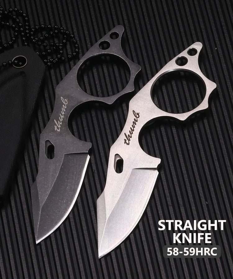 EDC Fixed Blade Knife, 9Cr18MoV Steel Blade and Full Tang Handle, Small Knife Neck Knife with Sheath for Cutting Camping Gift