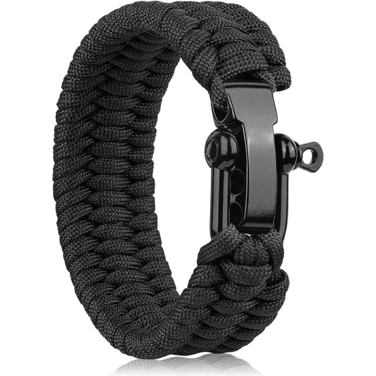 Survival Paracord Bracelet Adjustable U-Type Buckle Three-Holes 550 Parachute Rope Outdoor Camping Hiking Emergency For Men