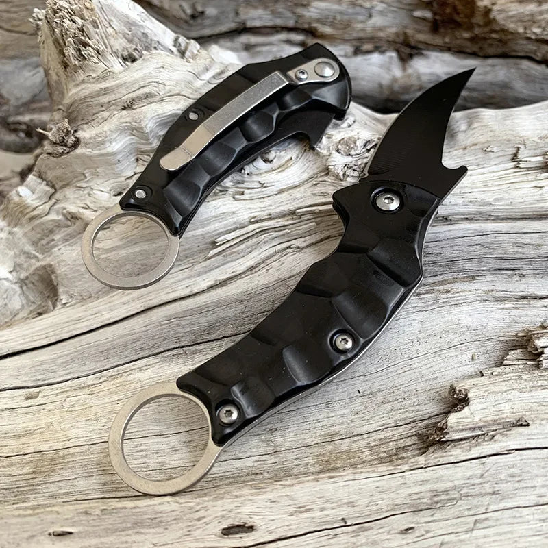 Karambit Knife Folding Knife with Finger Ring Pocket Knife Outdoor Fishing Knife Camping Hunting Survival Working Claw Knife