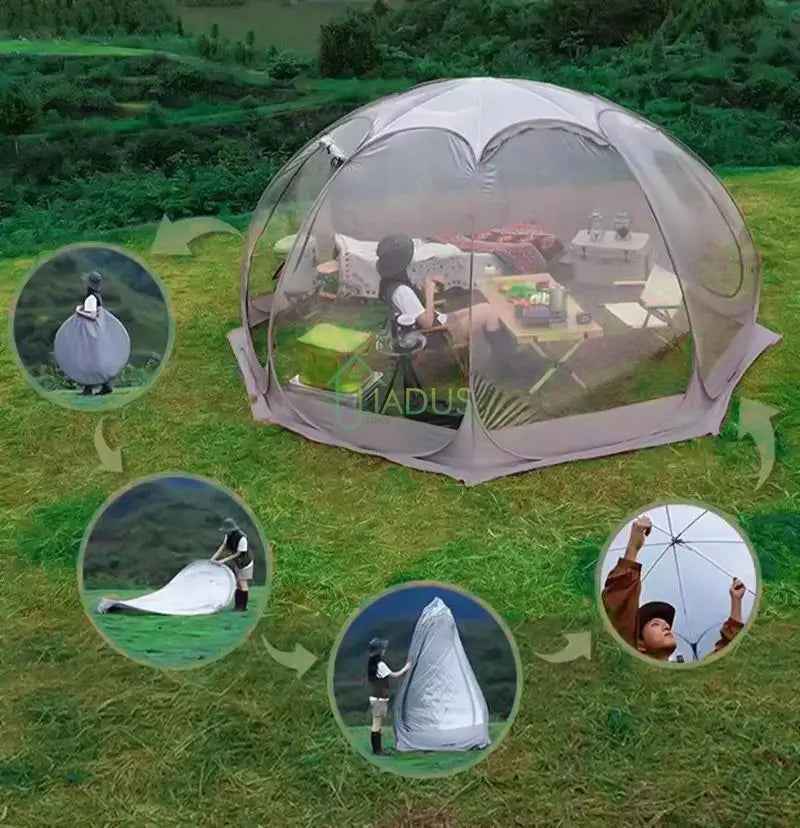 Camping Tent Star Transparent Folding 4-8 Person Portable Spherical Tent Outdoor Thickening Rain/Windproof Quick Opening Tent