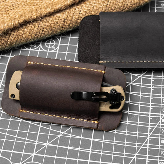 Portable Handmade Scabbard Leather Knifes Pouch Wear Resistant Outdoor Belt Knifes Holster Folding Knifes Protective Storage Bag