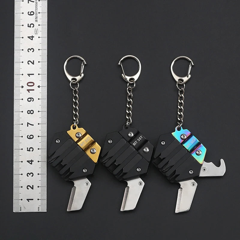 Keychain Screwdriver Multifunctional Hexagon Coin Outdoor EDC Survival Gear Tactical Tool Hexagon Folding Coin Knife Pocket Fold