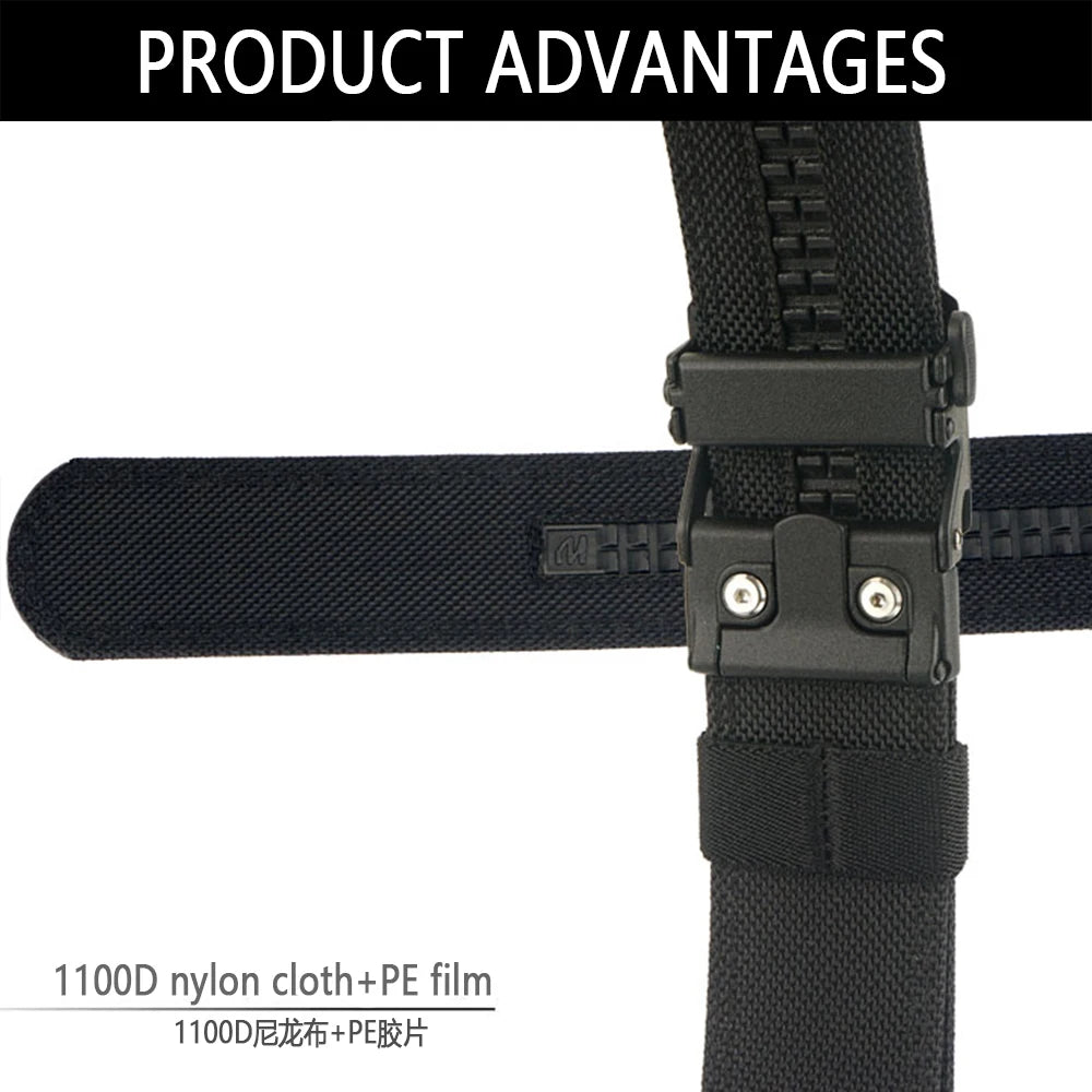 TUSHI Hard Tactical Gun Belt for Men Metal Automatic Buckle Thick Nylon Police Military Belt Casual Belt IPSC Girdle Male