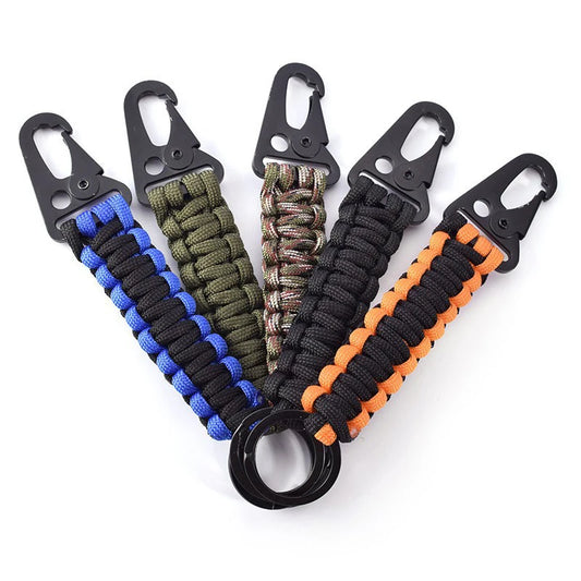 Outdoor Paracord Rope Keychain EDC Survival Kit Cord Lanyard Military Emergency Key Chain For Hiking Camping 5 Colors Wholesale