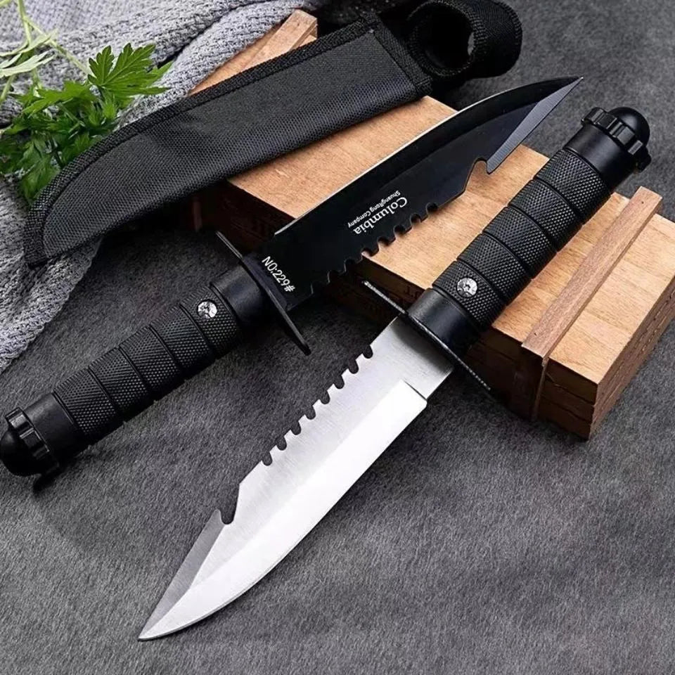 7CR17MOV Steel Sanding Light Tactical Straight Knife Jungle Camping Self-defense Straight Knife ABS Handle Hunting Knife