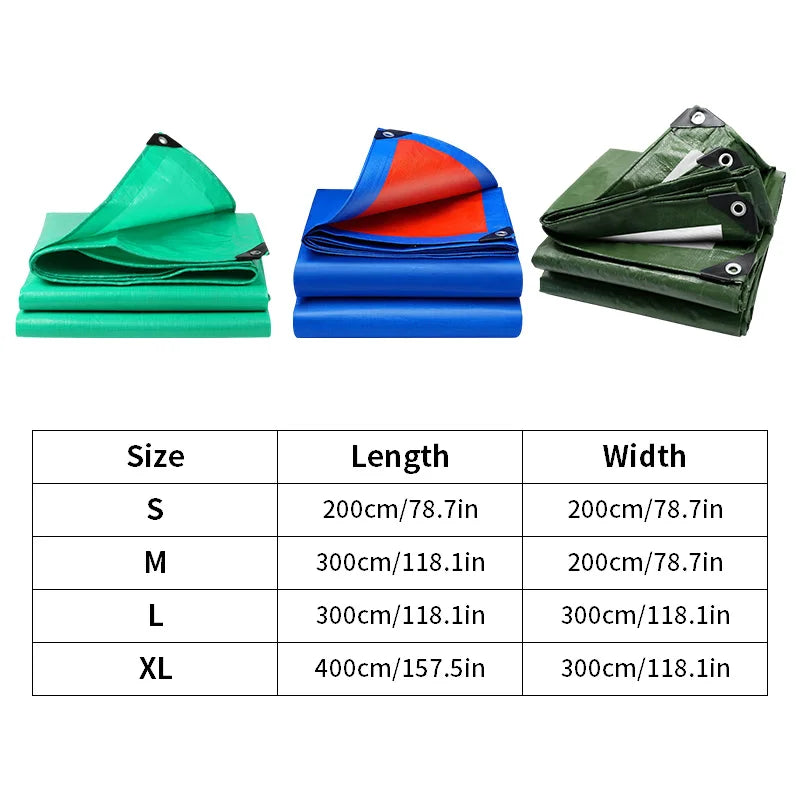 PE Rainproof Canvas Camping Tarp Thicken Sunshade Cloth Portable Camping Tent Waterproof Awning Dust Cover Outdoor Sunshade Sail