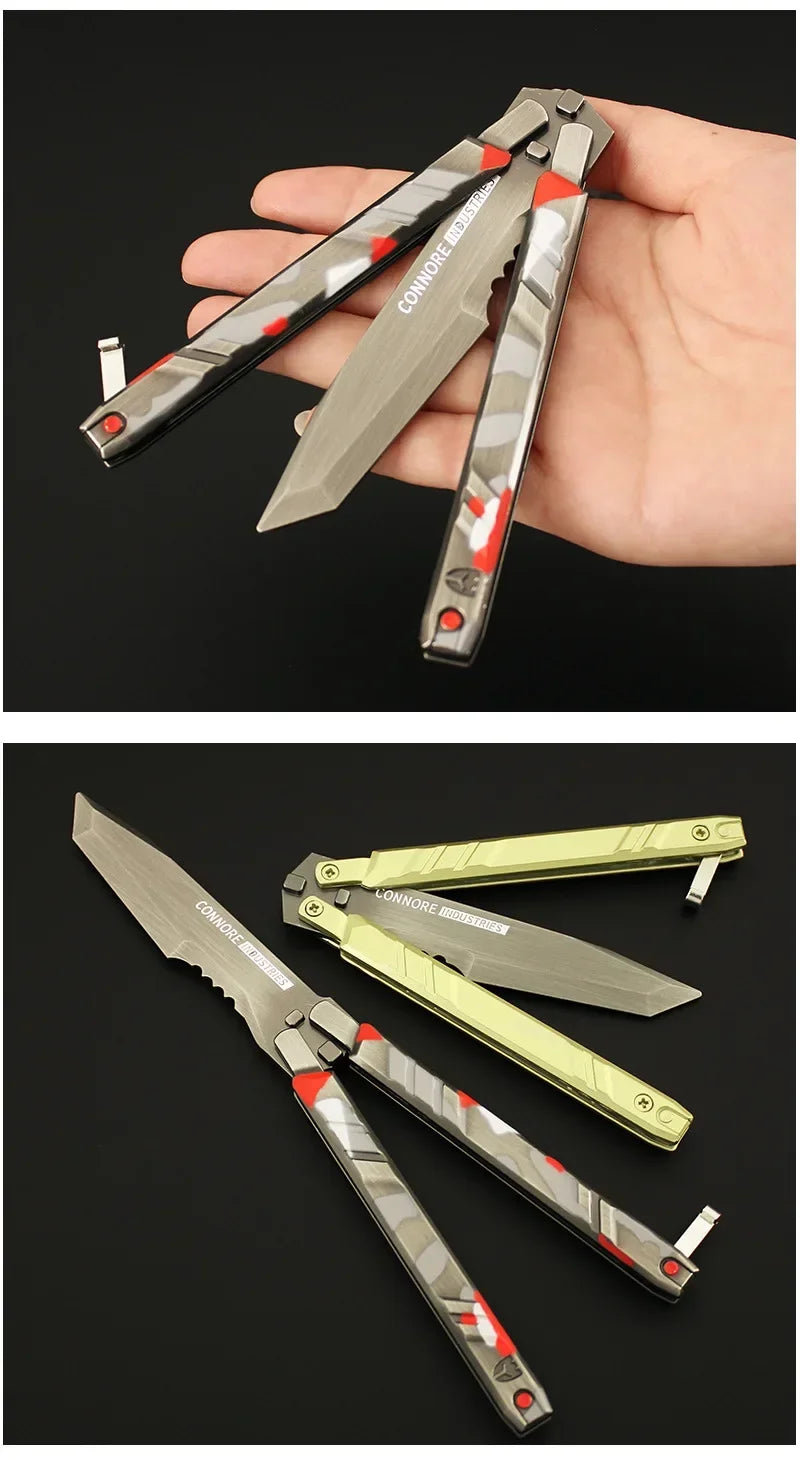 Butterfly Knife-Camouflage 21cm Red Alloy Throwing Knife Weapon Model Toy Valorant Peripheral Reconnaissance