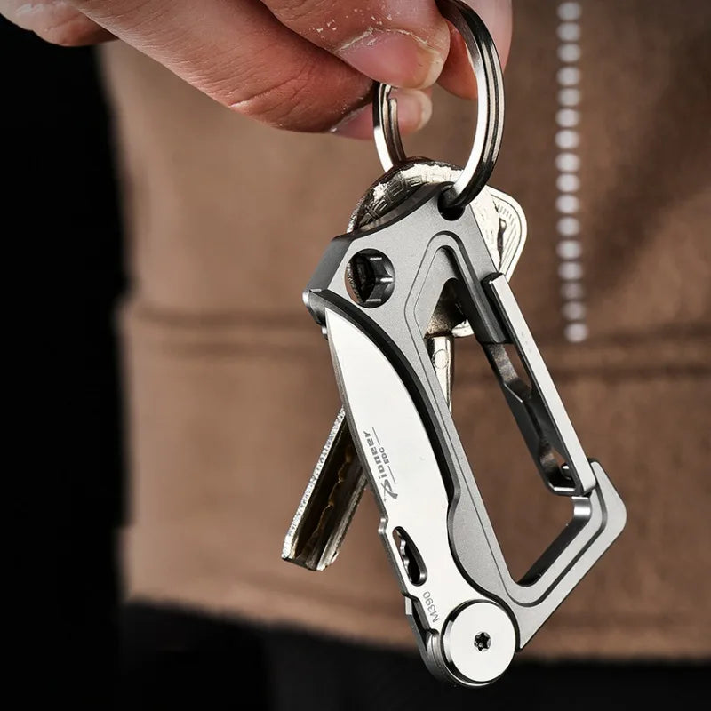 Titanium Alloy Buckle Outodoor Tool Multifuncational EDC Portable Keychain Unboxing Cutter Camping Hiking Survival Tool with BOX