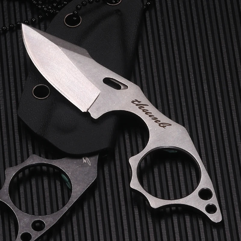 EDC Fixed Blade Knife, 9Cr18MoV Steel Blade and Full Tang Handle, Small Knife Neck Knife with Sheath for Cutting Camping Gift