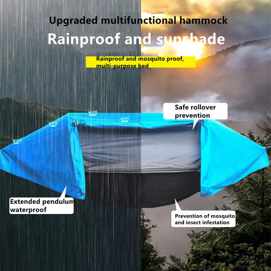 Portable Camping Mosquito Net Hammock Outdoor Garden Travel Sleeping Hanging Hammocks Swing With Waterproof Tent Awnings