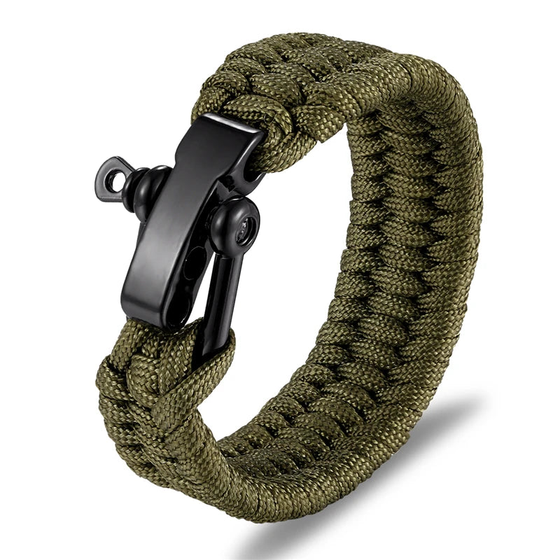 Men Women Camping Emergency Braided Adjustable Survival Bracelet Stainless Steel Buckle Paracord Outdoor Wristband Jewelry