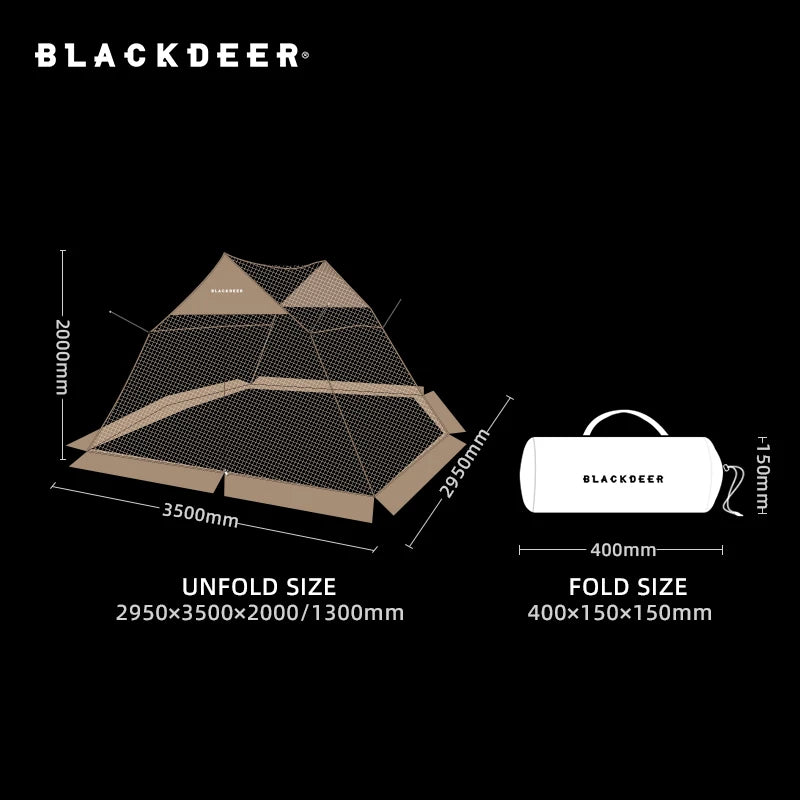 BLACKDEER Summer Canopy Anti-mosquito Mesh Tent 5-8 People Field Camping Picnic Ventilation Tent