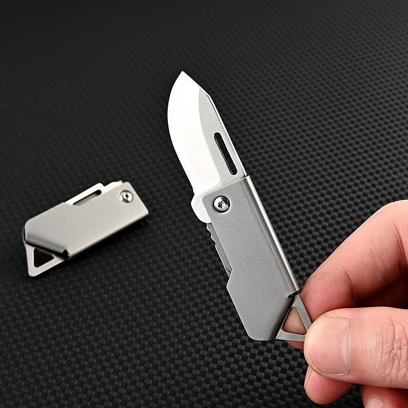 Mini Folding Knife D2 Steel Portable Camping Survival Knife Pocket Folding Knife Self-defense Knife Keyknife Keychain Pendant