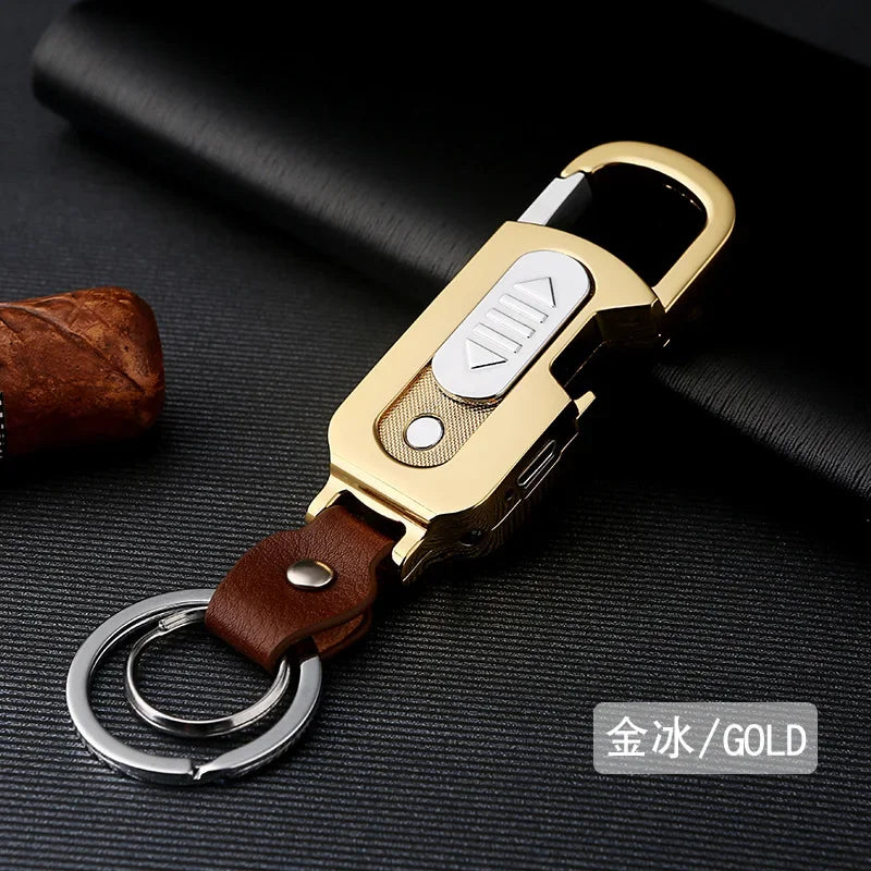 Outdoor Keychain USB Rechargeable Flameless Lighter 4 in 1 with Bottle Opener Currency Detector Lamp Cigarette Lighter