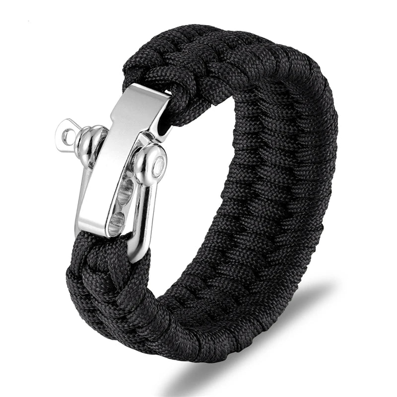 Men Women Camping Emergency Braided Adjustable Survival Bracelet Stainless Steel Buckle Paracord Outdoor Wristband Jewelry