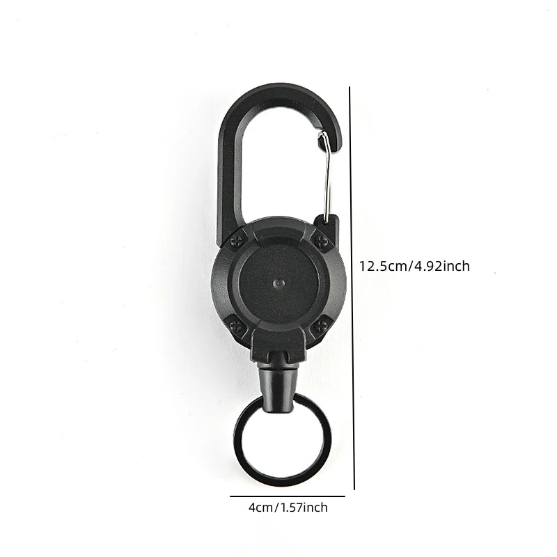 Heavy Duty Retractable Key Chains Pull Reel Carabiner Strong Steel Wire Rope Buckle Spring Key Ring Outdoor Sporty Keychain Tool