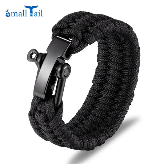 Men Women Camping Emergency Braided Adjustable Survival Bracelet Stainless Steel Buckle Paracord Outdoor Wristband Jewelry