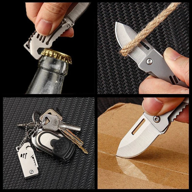 Mini Folding Knife D2 Steel Portable Camping Survival Knife Pocket Folding Knife Self-defense Knife Keyknife Keychain Pendant