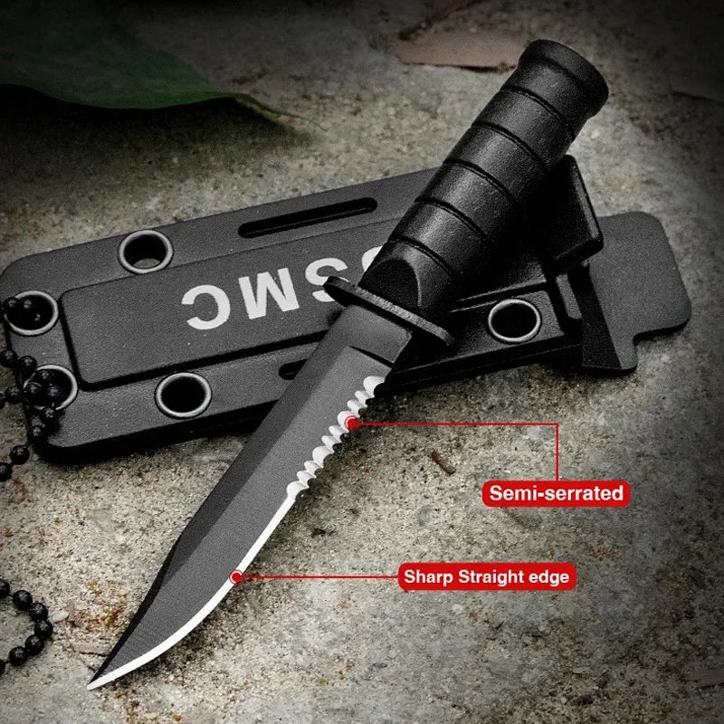 2024 Mini Stainless Steel Small Straight Knife Outdoor Camping Key Survival Necklace Small Knife EDC