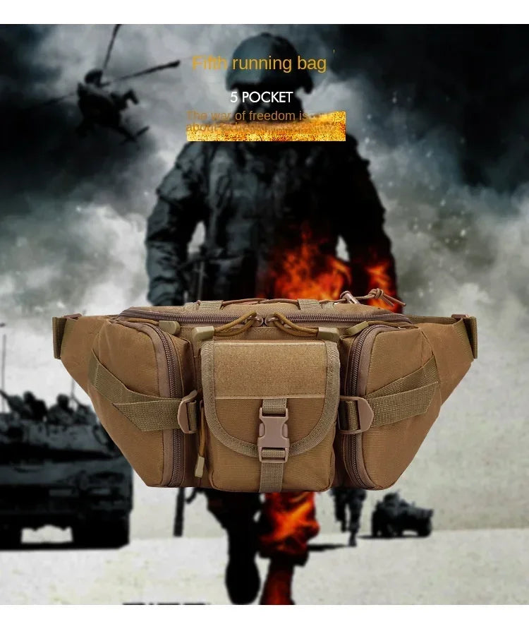 Men's Tactical Waist Pack Sports Waterproof Multifunctional Solid Camouflage Hunting Hiking Multi-Purpose Nylon Phone Handsome