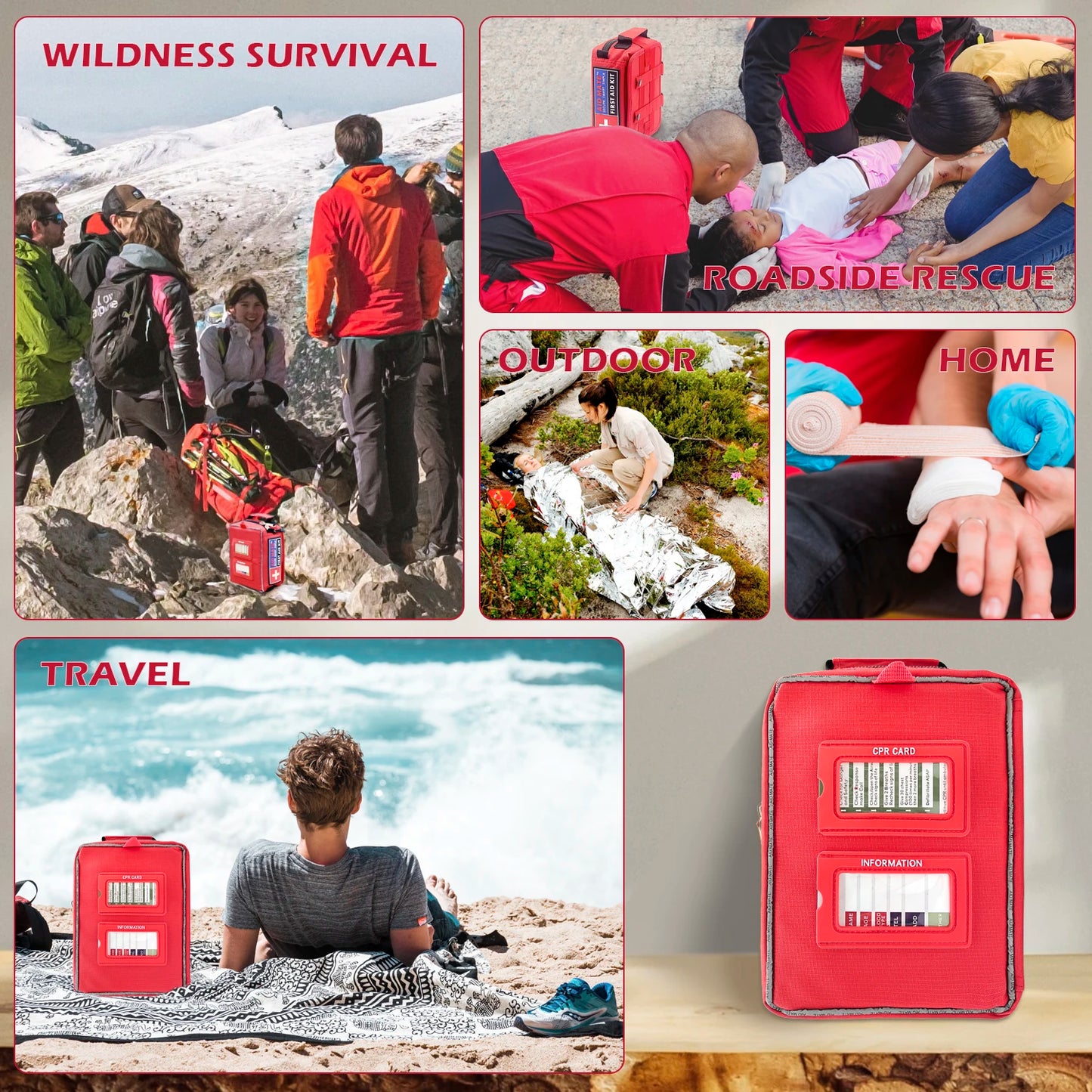 Medium Empty First Aid Kit Car Medical Storage Bag Emergency Survival Kits for Outer Sports Camping Hiking Travel Essentials