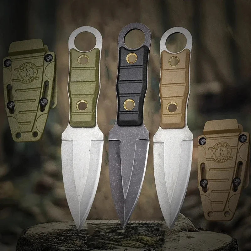 2024 New Camping Survival Tactical Small Straight Knife with K Sheath, Hiking, Portable Versatile Outdoor Knife, High Hardness