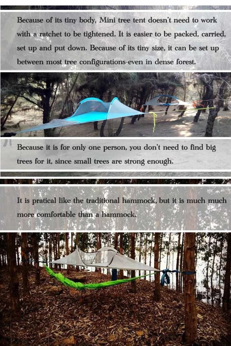 Single Person Hiking Traveling Tree Tent Outdoor Camping Tree Hammock Bed Ultralight Multi-functional Three Trees Hanging Bed