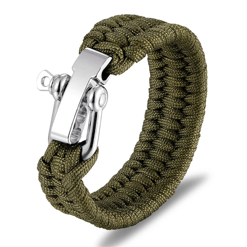 Men Women Camping Emergency Braided Adjustable Survival Bracelet Stainless Steel Buckle Paracord Outdoor Wristband Jewelry