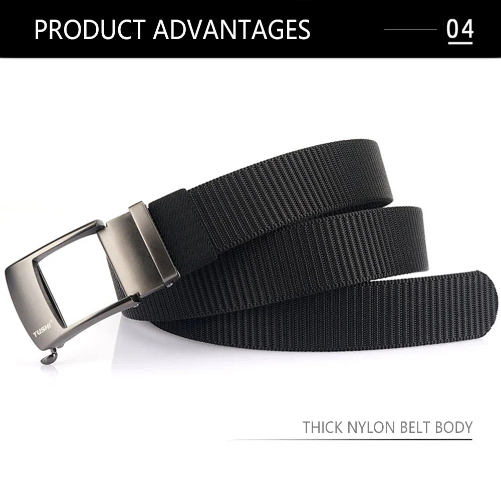 TUSHI NEW Tactical Belt Metal Automatic Buckle Quick Release Belt Casual Nylon Tooling Training Belt Men Trousers Military Belt