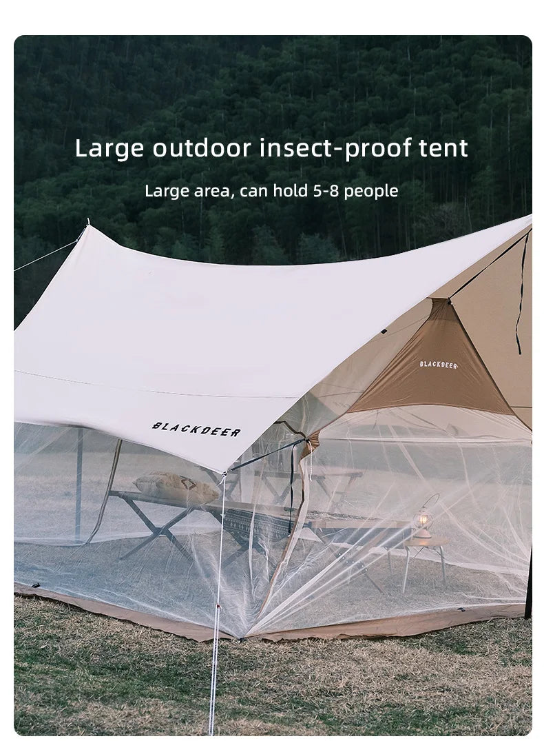 BLACKDEER Summer Canopy Anti-mosquito Mesh Tent 5-8 People Field Camping Picnic Ventilation Tent