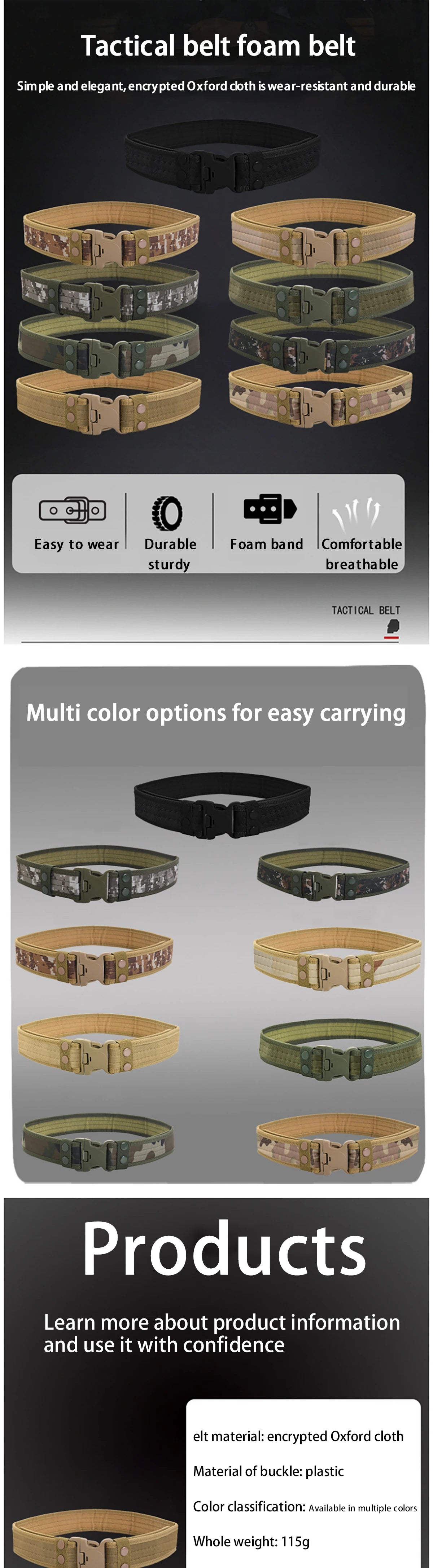 Outdoor Camouflage Tactical Belt Military Oxford Cloth Belt Mountaineering Belt Nyoln Wide Waist Belt Sports Work Canvas Belts