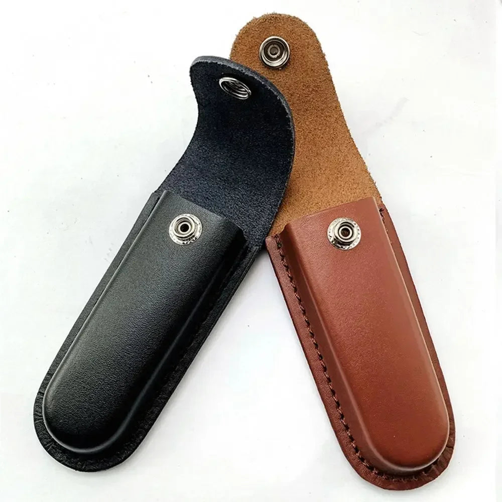 1PC Brown Fold Knife Scabbard Tool Flashlight Belt Loop Case Holder Leather Sheath Pocket Hunt Camp Outdoor Carry Equipment