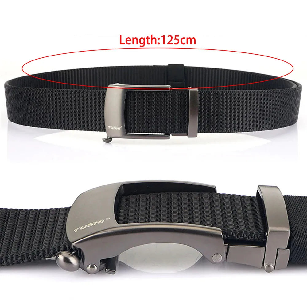 TUSHI NEW Tactical Belt Metal Automatic Buckle Quick Release Belt Casual Nylon Tooling Training Belt Men Trousers Military Belt