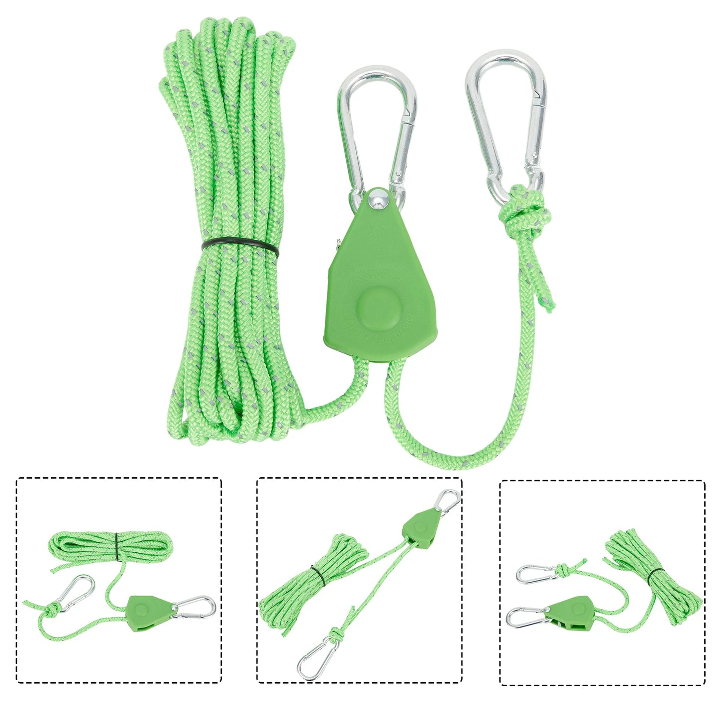 Secure and Fast Locking Tent Rope Hanger, Adjustable Lanyard Pulley Hook, Perfect for Outdoor Adventures and Sleeping Bags