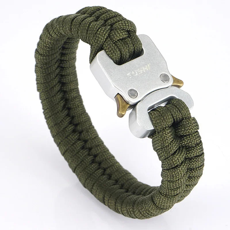 Outdoor Travel Camping Hiking 7 Core Paracord Braided Weave Plastic Buckle Paracord Survival Bracelet